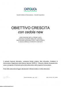 Cattolica - Obiettivo Crescita Con La Cedola New - Modello occn 28 Edizione 12-2005 [35P]