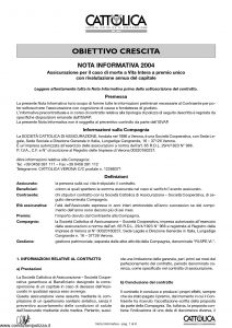 Cattolica - Obiettivo Crescita Nota Informativa 2004 - Modello oc5 Edizione 08-2004 [8P]