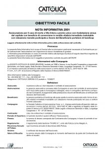 Cattolica - Obiettivo Facile Nota Informativa 2001 - Modello 191-ni Edizione 11-2001 [8P]