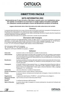 Cattolica - Obiettivo Facile Nota Informativa 2003 - Modello 191-ni Edizione 07-2003 [8P]