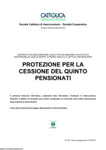 Cattolica - Protezione Per La Cessione Del Quinto Pensionati - Modello 401033 Edizione 31-05-2015 [18P]