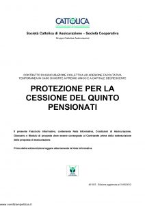 Cattolica - Protezione Per La Cessione Del Quinto Pensionati - Modello 401037 Edizione 31-05-2012 [18P]