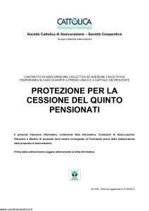 Cattolica - Protezione Per La Cessione Del Quinto Pensionati - Modello 401038 Edizione 31-05-2012 [18P]