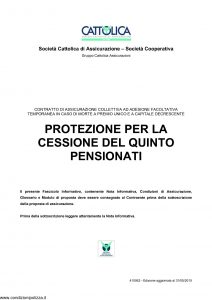 Cattolica - Protezione Per La Cessione Del Quinto Pensionati - Modello 410062 Edizione 31-05-2015 [18P]