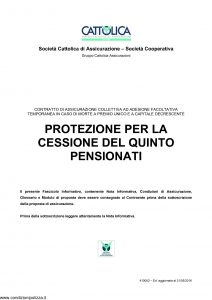 Cattolica - Protezione Per La Cessione Del Quinto Pensionati - Modello 410062 Edizione 31-05-2016 [18P]