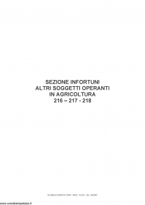 Fata - Globale Agricoltura Sezione Infortuni Altri Soggetti Operanti In Agricoltura 216-217-218 - Modello 14533 Edizione 06-2007 [23P]