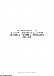 Fata - Globale Agricoltura Sezione Infortuni Guidatore Macchine Agricole 918-919 - Modello 14533 Edizione 06-2007 [11P]