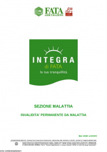 Fata - Integra Di Fata Sezione Malattia Invalidita' Permanente Da Malattia - Modello 39-560 Edizione 02-2010 [9P]