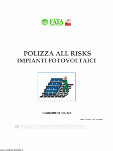 Fata - Polizza All Risks Impianti Fotovoltaici - Modello 12-545 Edizione 01-2008 [19P]