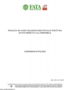 Fata - Polizza Assicurazione Decennale Postuma Danni Diretti All'Immobile - Modello 12-540 Edizione 01-2009 [13P]