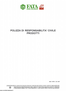 Fata - Polizza Di Responsabilita' Civile Prodotti - Modello 14519 Edizione 2007 [7P]