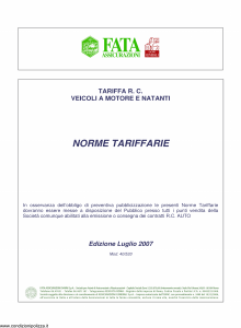 Fata - Tariffa Rc Veicoli A Motore E Natanti - Modello 40-533 Edizione 07-2007 [27P]