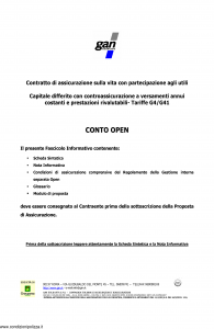 Gan - Conto Open - Modello 160293 Edizione 03-2006 [26P]
