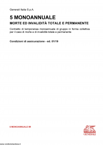 Generali - 5 Monoannuale Morte Ed Invalidita' - Modello 5-monoannuale-im Edizione 01-2019 [16P]