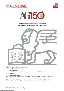 Generali - Ag150 Valute Contratto Di Assicurazione A Vita Intera - Modello gvag150val Edizione 07-01-2014 [32P]