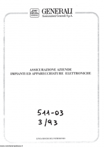Generali - Assicurazione Aziende Impianti E Apparecchiature Elettroniche - Modello 511-03 Edizione 03-1993 [SCAN] [10P]