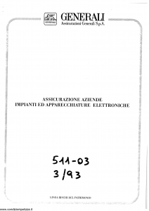 Generali - Assicurazione Aziende Impianti Ed Apparecchiature Elettroniche - Modello 511-03 Edizione 03-1993 [SCAN] [12P]