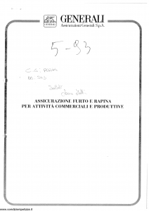 Generali - Assicurazione Furto E Rapina Per Attivita' Commerciali E Produttive - Modello nd Edizione 05-1993 [SCAN] [13P]