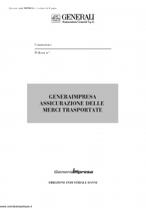 Generali - Generaimpresa Assicurazione Delle Merci Trasportate - Modello trpmicga Edizione nd [20P]