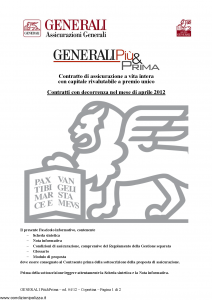 Generali - Generali Piu' & Prima - Modello gvgpp4 Edizione 02-04-2012 [30P]
