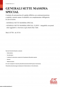 Generali - Generali Sette Massima Special - Modello gv7m Edizione 05-2016 [62P]