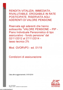 Generali - Rendita Vitalizia Immediata Rivalutabile Erogabile In Rate - Modello gvorvp3 Edizione 01-01-2019 [8P]