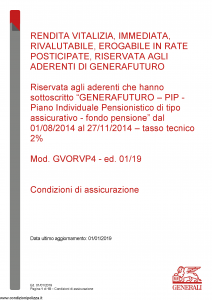 Generali - Rendita Vitalizia Immediata Rivalutabile Erogabile In Rate - Modello gvorvp4 Edizione 01-01-2019 [10P]