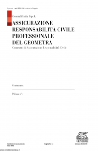 Generali - Responsabilita' Civile Professionale Del Geometra - Modello r50g-ca Edizione 23-02-2019 [14P]