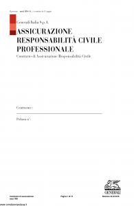 Generali - Responsabilita' Civile Professionale Dottore Commercialista Senza Bonus Malus - Modello r50-ca Edizione 23-02-2019 [13P]