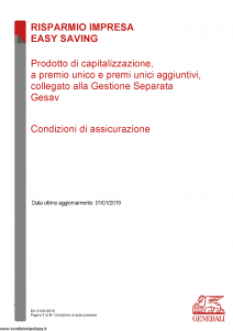 Generali - Risparmio Impresa Easy Saving - Modello nd Edizione 01-01-2019 [9P]