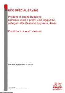 Generali - Uc-0 Special Saving - Modello nd Edizione 01-01-2019 [9P]