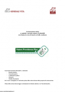Generali - Valore Previdenza Plus - Modello gvprp-12 Edizione 12-2005 [66P]