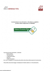 Generali - Valore Protetto Plus - Modello gvpp-12 Edizione 12-2005 [66P]