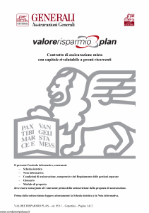 Generali - Valore Risparmio Plan - Modello gvripl Edizione 05-2011 [38P]