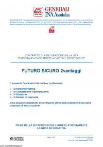 Generali Ina Assitalia - Futuro Sicuro 2 Vantaggi - Modello midv203 Edizione 01-01-2014 [36P]