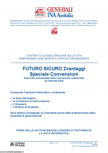 Generali Ina Assitalia - Futuro Sicuro 2 Vantaggi Speciale Convenzioni - Modello midv204 Edizione 01-01-2014 [36P]
