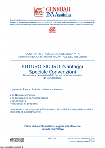 Generali Ina Assitalia - Futuro Sicuro 2 Vantaggi Speciale Convenzioni - Modello midv204 Edizione 31-05-2014 [36P]