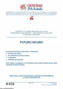 Generali Ina Assitalia - Futuro Sicuro - Modello midv200 Edizione 01-01-2014 [44P]