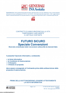 Generali Ina Assitalia - Futuro Sicuro Speciale Convenzioni - Modello midv202 Edizione 01-01-2014 [36P]