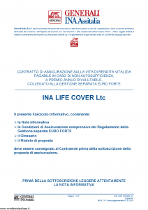 Generali Ina Assitalia - Ina Life Cover Ltc - Modello midv213 Edizione 01-01-2014 [48P]