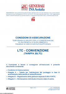 Generali Ina Assitalia - Ltc Convenzione (Tariffa 20Ltc) - Modello ltc-convenzione Edizione 01-01-2014 [12P]