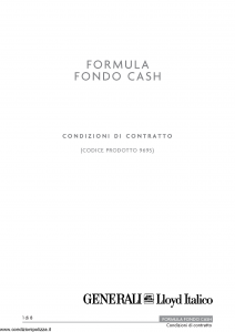 Generali Lloyd Italico - Formula Fondo Cash - Modello 969s Edizione nd [8P]