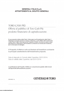Generali Toro - Toro Cash Piu' - Modello cz001902.114 Edizione nd [36P]