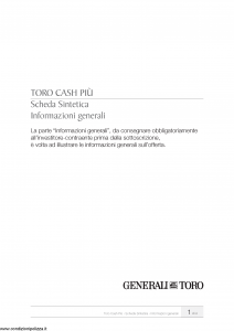 Generali Toro - Toro Cash Piu' - Modello nd Edizione nd [12P]