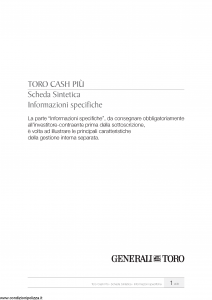 Generali Toro - Toro Cash Piu' - Modello nd Edizione nd [12P]