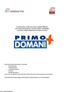 Generali Vita - Primo Domani + - Modello gv3i62 Edizione 01-03-2006 [54P]