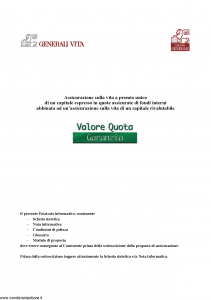 Generali Vita - Valore Quota Garanzia - Modello gvungar Edizione 01-12-2005 [96P]