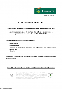Groupama - Conto Vita Prealpi - Modello 150313 Edizione 03-2009 [23P]