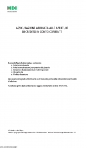 Hdi - Assicurazione Credito In Conto Corrente - Modello ficc_052015 Edizione 20-05-2015 [32P]