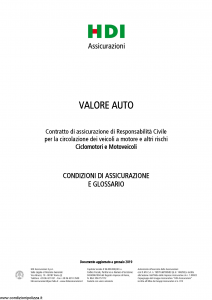 Hdi - Valore Auto Ciclomotori E Motoveicoli - Modello a3061 Edizione 01-2019 [38P]